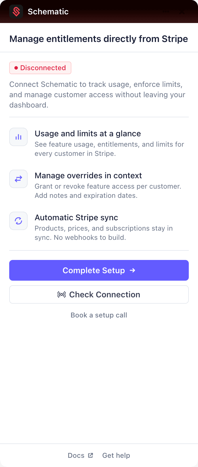 Stripe App setup step 1
