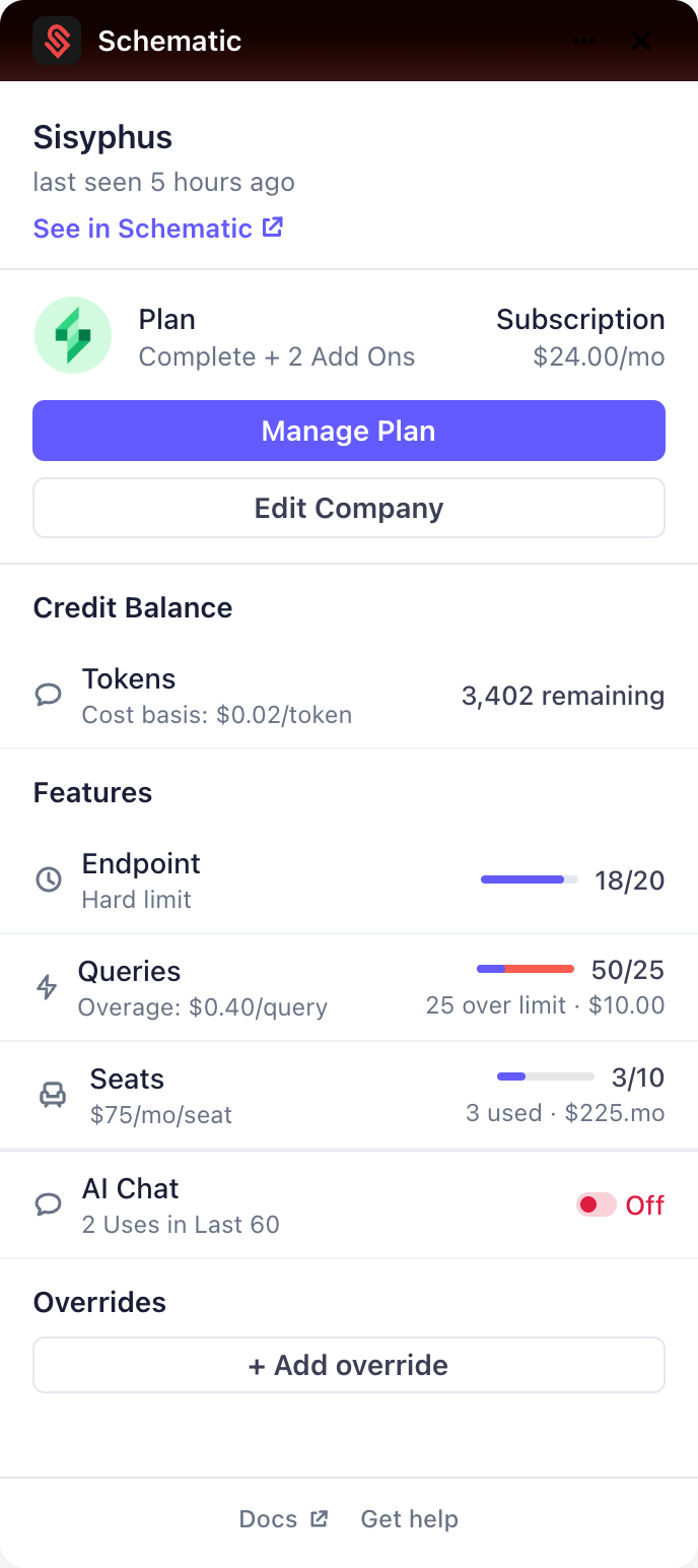 Feature usage vs limits in Stripe